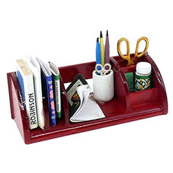 BARMI 1:12 Doll House Model Solid Wood Shelf Storage Rack Book Scissor Accessory Set,Perfect DIY Dollhouse Toy Gift Set