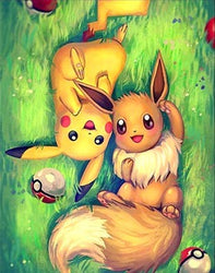 DIY 5D Diamond Painting Kits for Adults,Full Drill Embroidery Paint with Diamond for Home Wall Decor （Pikachu 12X16 Inch)