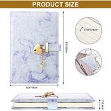 Marble Diary with Lock and Key for Girls, Cute Heart Shaped Lock Journal for Women, Refillable A5 Vintage Secret PU Leather Notebook Gift for Teen Girls - Purple