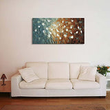 Textured White Flower Oil Painting on Canvas 3D Abstract Floral Wall Art for Home Office Decoration