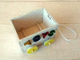 Toy Box on Wheels, Miniature Dollhouse Storage Chest Wooden Handmade Furniture