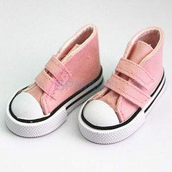 XuBa 6 Colors Pair of Sticky Strap High Top Canvas Sneaker Shoes for 1/4 1/3 BJD SD Dolls Size Accessories Collections Pink