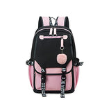 Backpacks For Teen Girls With USB Port,black cute backpack Can Hold 15.6in Notebook,Tablets.Girls Backpack Can Be Used As Gift for Students Or Friends(Black+Pink)