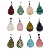 CrystalTears 12 pcs Assorted Semiprecious Stone Water Drop Handmade Carved Faceted Gemstone