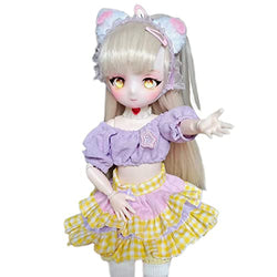 bositigo Pretty Anime Design BJD Dolls 1/6 11.8 Inch Ball Jointed Doll DIY Toys with Clothes Outfit Shoes Wig Hair Makeup,Best Birthday Gift for Princess Girls Kids Children - S