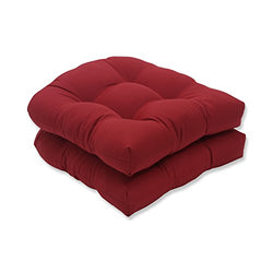 Pillow Perfect Indoor/Outdoor Red Solid Wicker Seat Cushions, 2-Pack