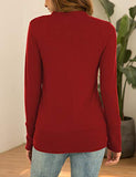 Traleubie Women's Long Sleeve V-Neck Button Down Knit Open Front Cardigan Sweater Red M