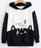 Cosplay Ladies Anime Bunny Emo Rabbit Hoodie Ears Costume Raccoon Teddy Panda Emo Bear T Shirt Top Shirt (Black Cat)