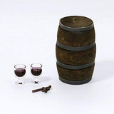 1:12 Miniature Red Wine Barrel Cute Wooden Dollhouse Accessories for Home,Perfect DIY Dollhouse Toy Gift Set B