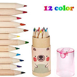 Outus Mini Drawing Colored Pencils for Kids with Sharpener Cartoon Coloring Pencil Portable Pencils in Tube for Children Adults Artists Writing Sketching Classroom Halloween Gifts (24 Packs)