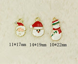 19pcs Mixed Christmas Charm Enamel Gold Toned Rhinestone Inlaying Pendant for DIY Jewelry Making