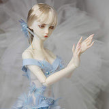 YIFAN 1/3 BJD Dolls Feather Wedding Dress(Sky-Blue), Ball Jointed Dolls Princess Fishtail Skirt, Female Dolls Clothes Makeup DIY Toys with Headwear, Best Gift for Kids/Girls