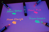 Blacklight Reactive Electric Neon Permanent Fabric Markers 5 Pack with DirectGlow UV Keychain Light
