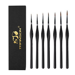 Transon Detail Paint Brush Set- 7 Sizes Weasel Hair with Triangular Handle for Detail Art