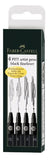 Pitt Pigmented Drawing India Ink Artist Pen Box of 4 Line Widths in Black From Faber Castell
