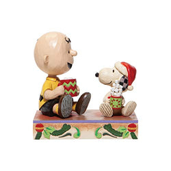 Enesco Jim Shore Peanuts Charlie Brown and Snoopy with Hot Cocoa Figurine, Multicolor