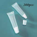 200PCS Refillable 10ml Lip Gloss Soft Tubes Clear Balm Refill Empty Cosmetic Container for DIY Base Glitter Pigment Powder with Free Syringe Cute Tag Labels Stickers Travel Toiletries (200PCS 10ML)
