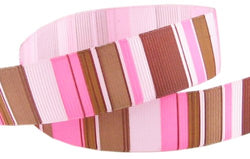 Hip Girl Boutique 5yd 7/8" Stripes Grosgrain Ribbon--Pearl Pink-C194