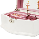 JewelKeeper Girls Wooden Musical Jewelry Box with Lock and Key, Classic Design with Ballerina and