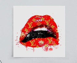 LV Lips Kiss Designer Fashion Art Wall Glam Poster Designer Print