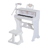 Qaba 32 Key Princess Electronic Kids Keyboard with Stool and Microphone - White