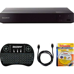 Sony BDP-S6700 4K Upscaling 3D Streaming Blu-ray Disc Player + Accessories Bundle Includes, 2.4GHz Wireless Backlit Keyboard w/Touchpad, 6ft HDMI Cable and Laser Lens Cleaner for DVD/CD Players