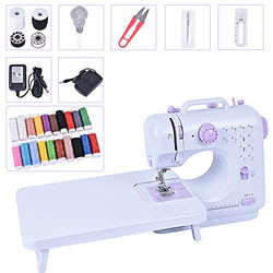 Asany Sewing Machine for Beginners Adults, Household Mini Sewing Machine Tool with Extension Table, 12 Built-in Stitches and 2 Speeds Double Thread, 20 Colorful Threads