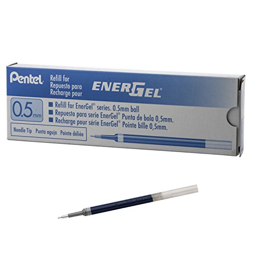 Pentel Refill Ink for EnerGel Pen Needle Tip, Fine, 12 Pack, 0.5mm, Sky Blue (LRN5-S)