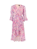 Adrianna Papell Women's Printed Chiffon Short Dress, Pink Multi