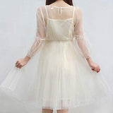 Japanese Lolita Dresses, Sexy Sweet 2 Piece Sets A-Line Flowers Princess Party Dress (Apricot)