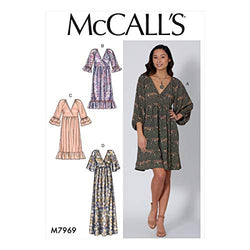 McCall Pattern Company McCall's M7969ZZ Women's Loose Fitting Pleated Pullover Dress, Sizes 16-26 Sewing Pattern, White