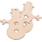 click-me 20Pcs Christmas Wooden Snowman Ornaments Hanging Cutouts Unfinished Wood Slice for Kids