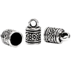 Housweety 40 Silver Tone Pattern Carved Column Pendants/Necklace End Caps 16x10mm