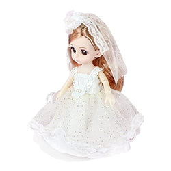 Yiju Cute 15cm BJD Doll 6inch 13 Jointed Toy Makeup Face Simulation Accessories Handmade Princess Dress Girl Doll Dress up Toys for Birthday Kids , Beige
