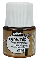 Pebeo Ceramic Enamel Effect Paint, 45 mL, Rich Gold