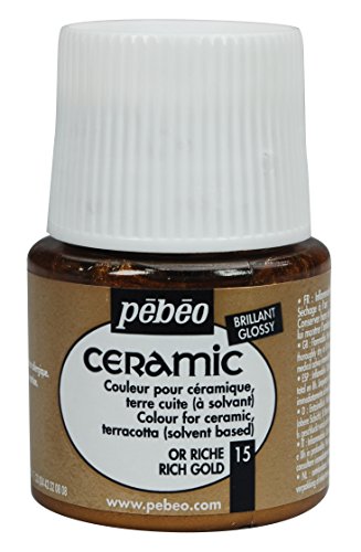 Pebeo Ceramic Enamel Effect Paint, 45 mL, Rich Gold