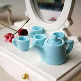 Gracefulvara 1/12 Dollhouse Miniature Tea Set Flowers Pattern Dish Cup Plate (2#)