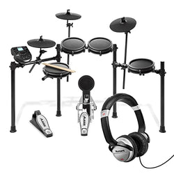 Alesis Nitro Mesh Kit – Eight Piece Mesh Electronic Drum Set With 385 Sounds + Numark HF125 – Portable Headphones With Closed Back Design for Superior Isolation