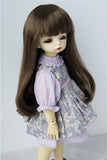 Wigs Only JD319 6-7inch 16-18CM 1/6 YOSD Wigs Synthetic Mohair Long Slight Curly BJD Hair (Medium Brown)