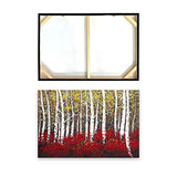 Hand Painted Bedroom Canvas Wall Art, 28" x 40" Framed Tree Oil Painting, Wraps Modern Rustic Art for Living Room Bathroom Dining Bedroom Gallery Coffee Shop Decor, Red Birch