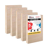 U.S. Art Supply 4" x 6" Birch Wood Paint Pouring Panel Boards, Studio 3/4" Deep Cradle (Pack of 5) - Artist Wooden Wall Canvases - Painting Mixed-Media Craft, Acrylic, Oil, Watercolor, Encaustic