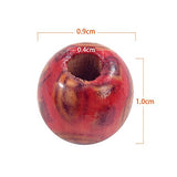 YUEAON Wholesale 200pcs 10mm Natural Painted Wood Beads Round Loose Wooden Bead Bulk Lots Ball