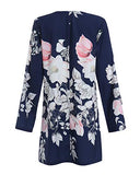 YOINS Summer Dresses for Women Floral Print Half Sleeves T Shirts Solid Crew Neck Tunics Self-tie Blouses Mini Dresses Floral -Navy 02 S