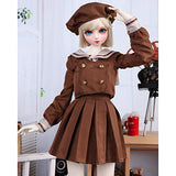 4pcs BJD Doll Clothes Sailor Suit Full Set, Coat + Short Skirt + Hat + Socks for SD Doll Party Dress Up Accessories (No Doll),1/6