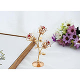 Matashi Rose Flower Tabletop Ornament w/Clear Crystals, Long-Stem, Metal Decorative Home Décor |