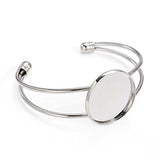 Stainless Steel Color(Rhodium Plated) Bezel Blank Bracelet For Men and Women Pack of 5 Fit 1 Inch