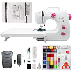 Mini Portable Sewing Machines ,Sewing Machine for beginners, 16 Stitches 2 Speed with Expansion Table and 42-Pieces sewing kit,Easy Sewing Machine for Household Crafting Mending.