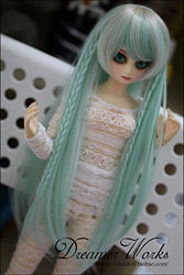 (22~24cm) 1/3 BJD Doll SD Fur Wig Dollfie/Water Green Long Hair with Braids/HT