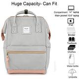 Himawari Travel School Backpack with USB Charging Port 15.6 Inch Doctor Work Bag for Women&Men College Students(123# Pink + Gray)