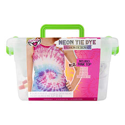 Fashion Angels Tie Dye Kit - Neon Tie Dye Tank Top Kit, Non Toxic Dyes, Complete Set with Tank Top, Non-Toxic Dyes, Gloves, Elastic Bands, and Storage Bin, Just Add Water, Includes Inspiration Guide